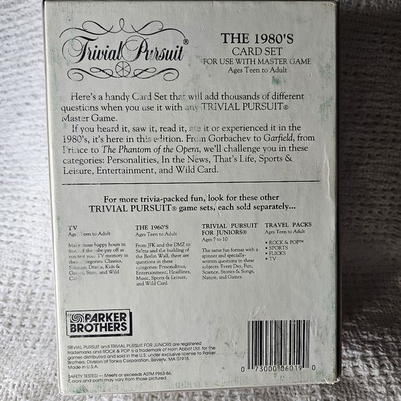 Trivia Pursuit The 1980's Card Set for use with Master Game - Picture 10 of 10